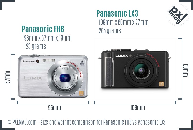 Panasonic FH8 vs Panasonic LX3 size comparison