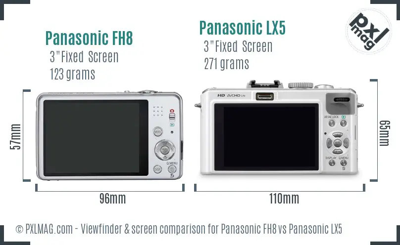 Panasonic FH8 vs Panasonic LX5 Screen and Viewfinder comparison