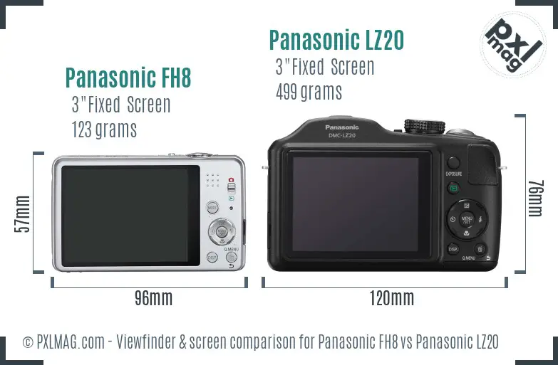 Panasonic FH8 vs Panasonic LZ20 Screen and Viewfinder comparison Panasonic FH8 vs Panasonic LZ20 Screen and Viewfinder comparison