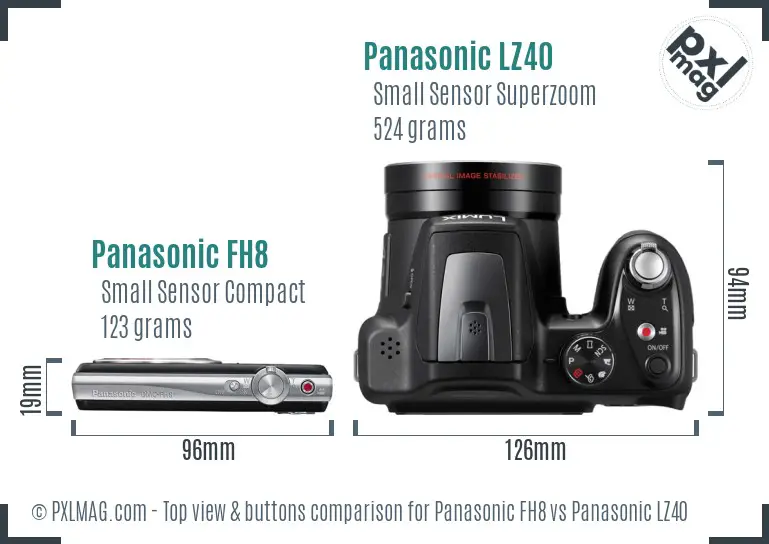 Panasonic FH8 vs Panasonic LZ40 top view buttons comparison