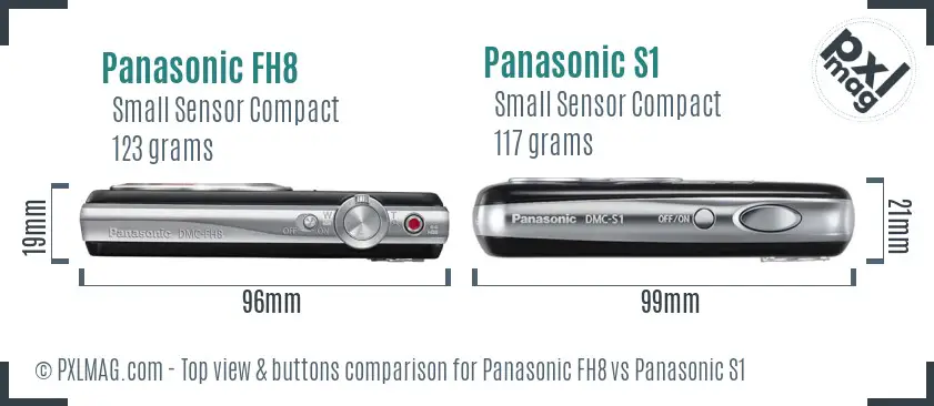 Panasonic FH8 vs Panasonic S1 top view buttons comparison Panasonic FH8 vs Panasonic S1 top view buttons comparison
