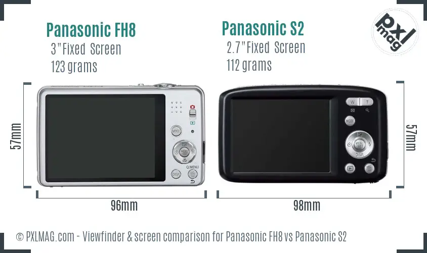 Panasonic FH8 vs Panasonic S2 Screen and Viewfinder comparison