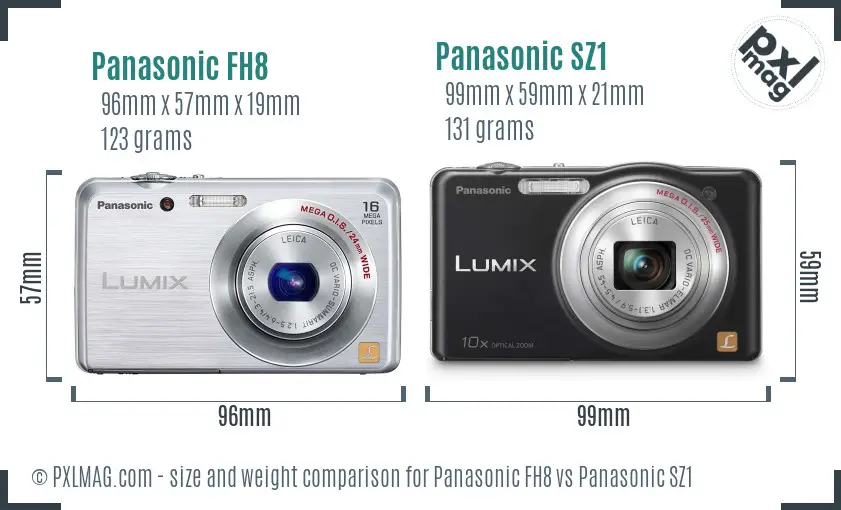 Panasonic FH8 vs Panasonic SZ1 size comparison