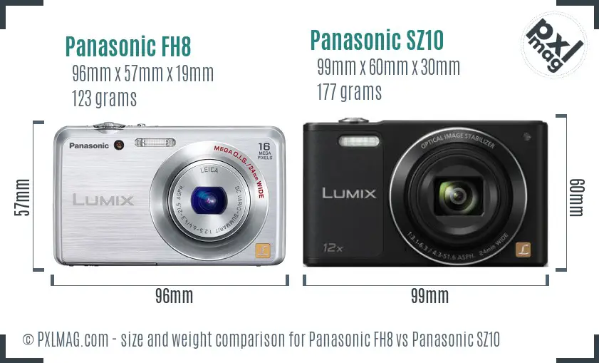 Panasonic FH8 vs Panasonic SZ10 size comparison