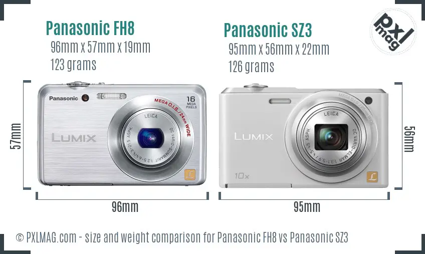 Panasonic FH8 vs Panasonic SZ3 size comparison