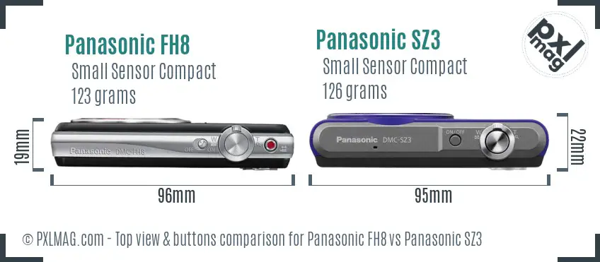 Panasonic FH8 vs Panasonic SZ3 top view buttons comparison