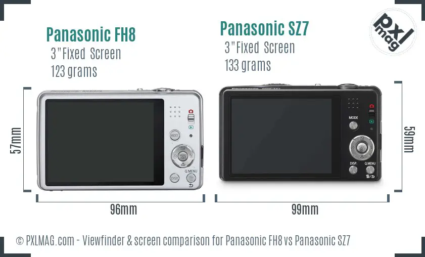 Panasonic FH8 vs Panasonic SZ7 Screen and Viewfinder comparison