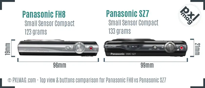 Panasonic FH8 vs Panasonic SZ7 top view buttons comparison