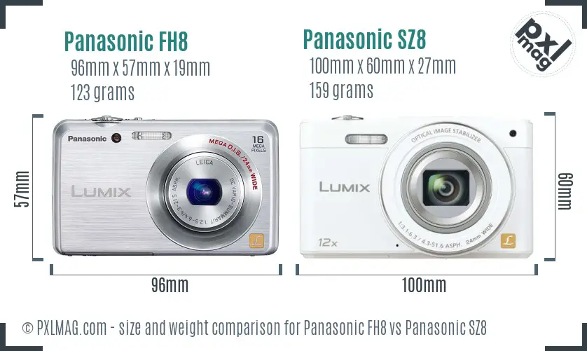 Panasonic FH8 vs Panasonic SZ8 size comparison