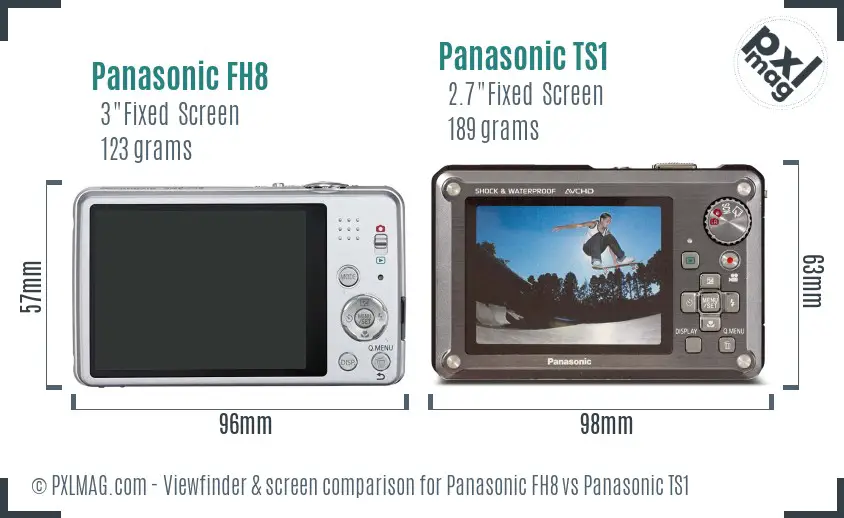 Panasonic FH8 vs Panasonic TS1 Screen and Viewfinder comparison