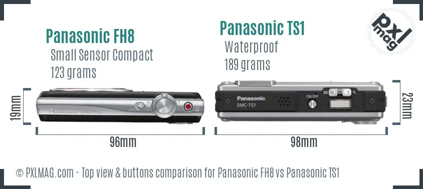 Panasonic FH8 vs Panasonic TS1 top view buttons comparison