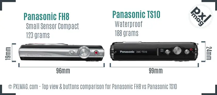 Panasonic FH8 vs Panasonic TS10 top view buttons comparison