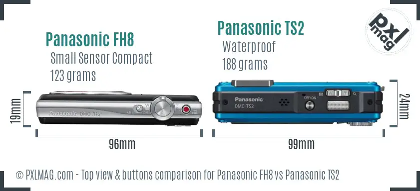 Panasonic FH8 vs Panasonic TS2 top view buttons comparison