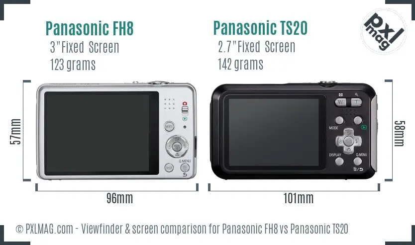 Panasonic FH8 vs Panasonic TS20 Screen and Viewfinder comparison Panasonic FH8 vs Panasonic TS20 Screen and Viewfinder comparison