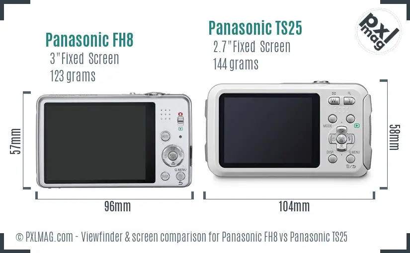Panasonic FH8 vs Panasonic TS25 Screen and Viewfinder comparison