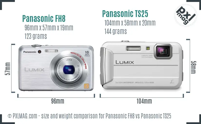 Panasonic FH8 vs Panasonic TS25 size comparison