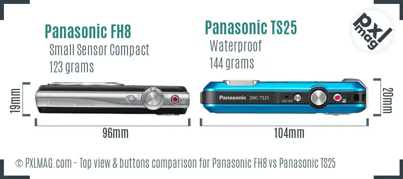 Panasonic FH8 vs Panasonic TS25 top view buttons comparison