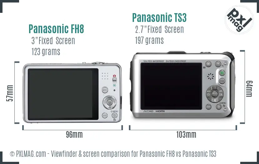 Panasonic FH8 vs Panasonic TS3 Screen and Viewfinder comparison