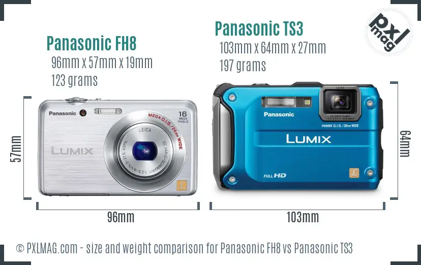 Panasonic FH8 vs Panasonic TS3 size comparison