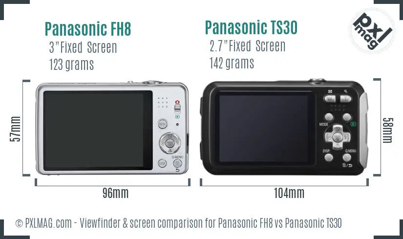 Panasonic FH8 vs Panasonic TS30 Screen and Viewfinder comparison