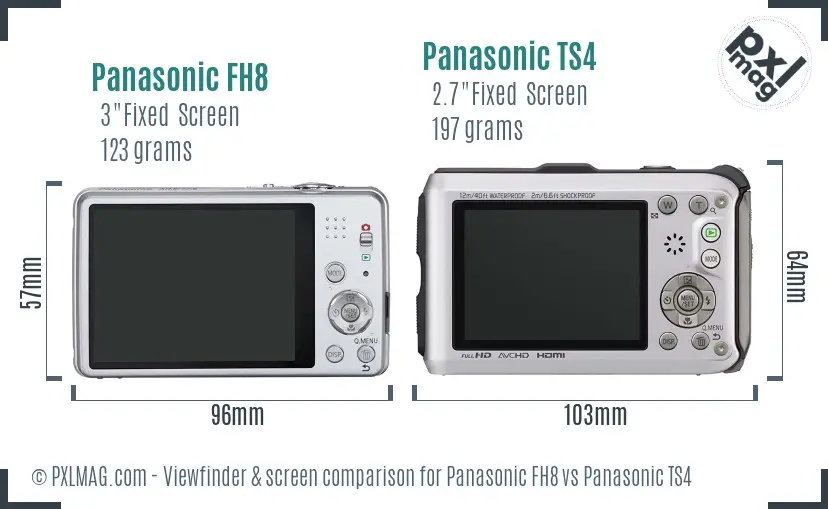 Panasonic FH8 vs Panasonic TS4 Screen and Viewfinder comparison