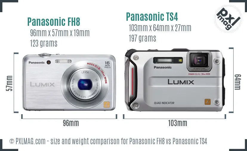 Panasonic FH8 vs Panasonic TS4 size comparison