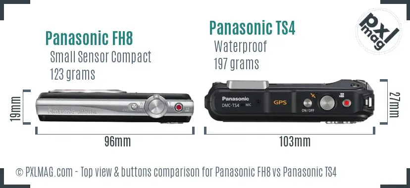 Panasonic FH8 vs Panasonic TS4 top view buttons comparison