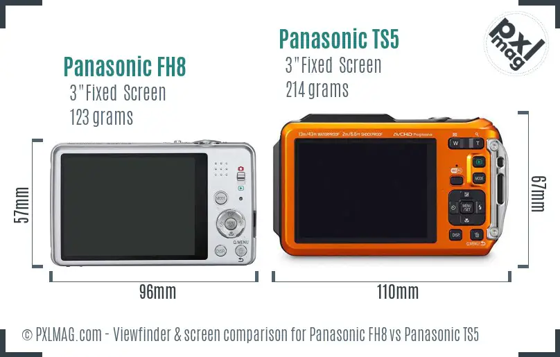 Panasonic FH8 vs Panasonic TS5 Screen and Viewfinder comparison