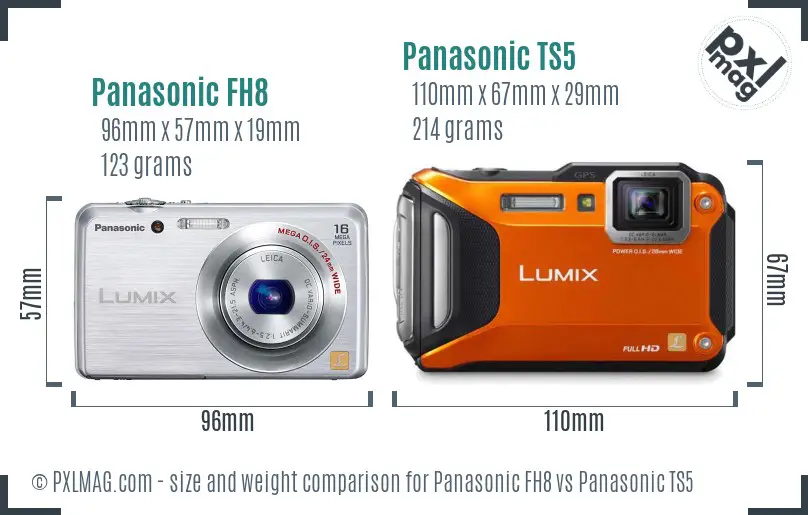 Panasonic FH8 vs Panasonic TS5 size comparison