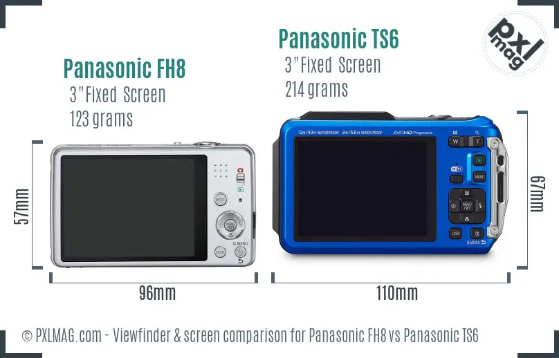 Panasonic FH8 vs Panasonic TS6 Screen and Viewfinder comparison