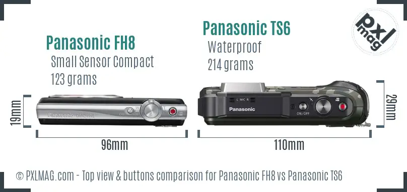 Panasonic FH8 vs Panasonic TS6 top view buttons comparison