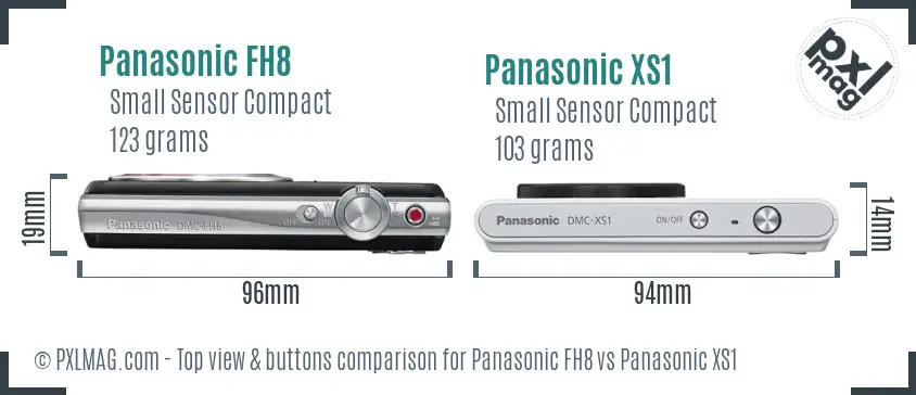Panasonic FH8 vs Panasonic XS1 top view buttons comparison