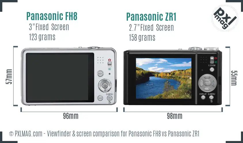 Panasonic FH8 vs Panasonic ZR1 Screen and Viewfinder comparison