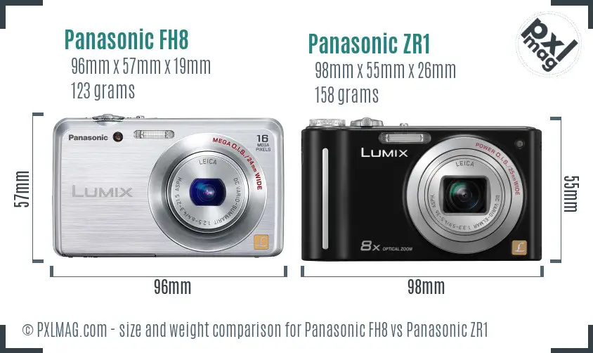 Panasonic FH8 vs Panasonic ZR1 size comparison