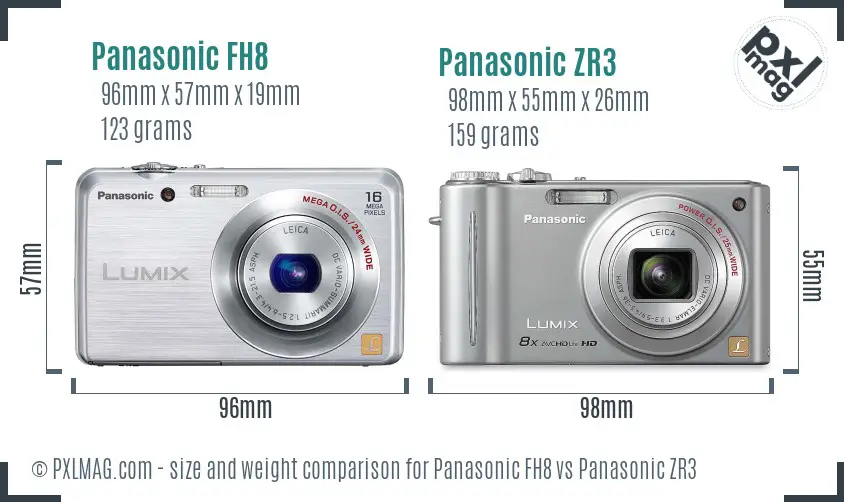 Panasonic FH8 vs Panasonic ZR3 size comparison