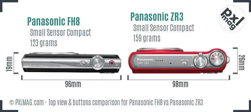 Panasonic FH8 vs Panasonic ZR3 top view buttons comparison