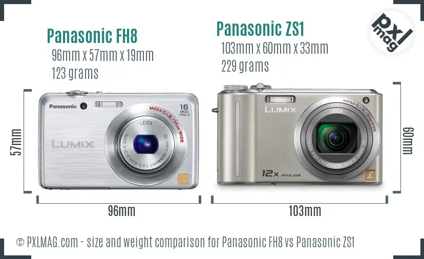 Panasonic FH8 vs Panasonic ZS1 size comparison
