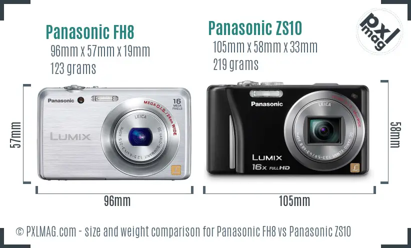Panasonic FH8 vs Panasonic ZS10 size comparison