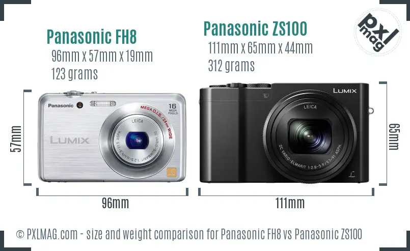 Panasonic FH8 vs Panasonic ZS100 size comparison