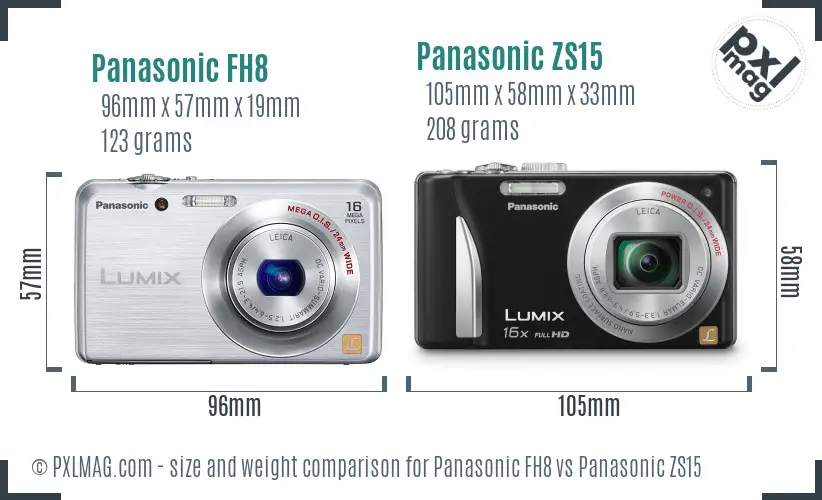 Panasonic FH8 vs Panasonic ZS15 size comparison