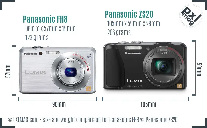 Panasonic FH8 vs Panasonic ZS20 size comparison