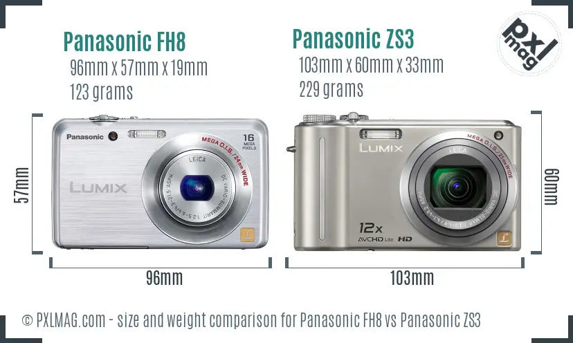 Panasonic FH8 vs Panasonic ZS3 size comparison