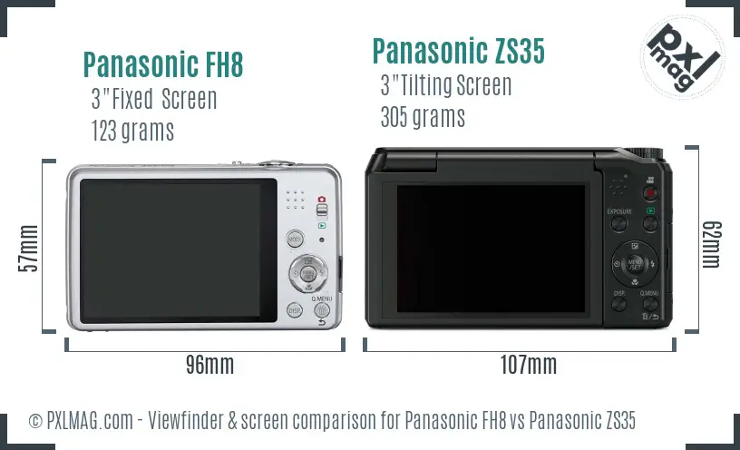 Panasonic FH8 vs Panasonic ZS35 Screen and Viewfinder comparison