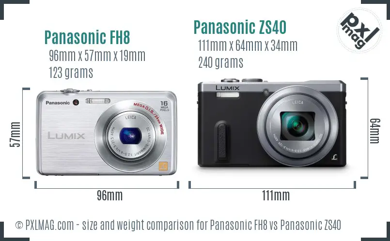Panasonic FH8 vs Panasonic ZS40 size comparison