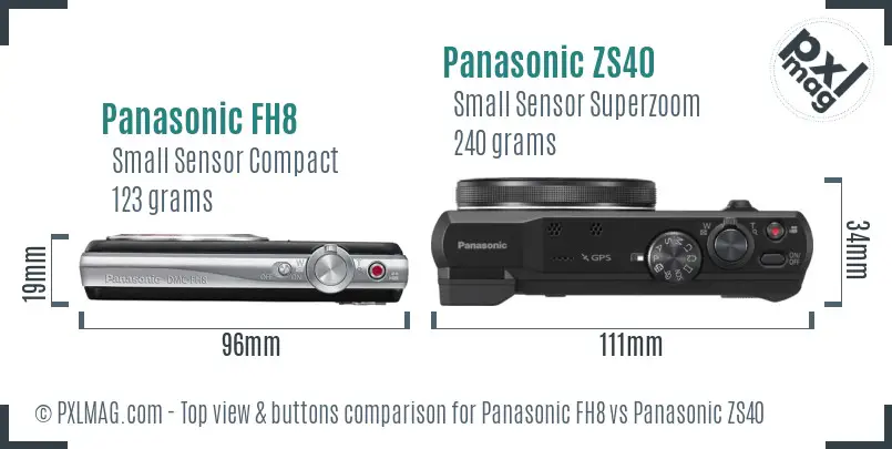 Panasonic FH8 vs Panasonic ZS40 top view buttons comparison