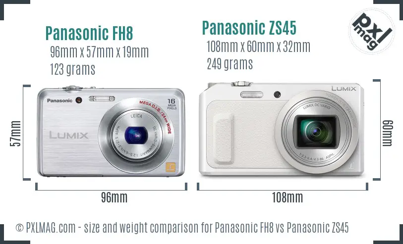 Panasonic FH8 vs Panasonic ZS45 size comparison