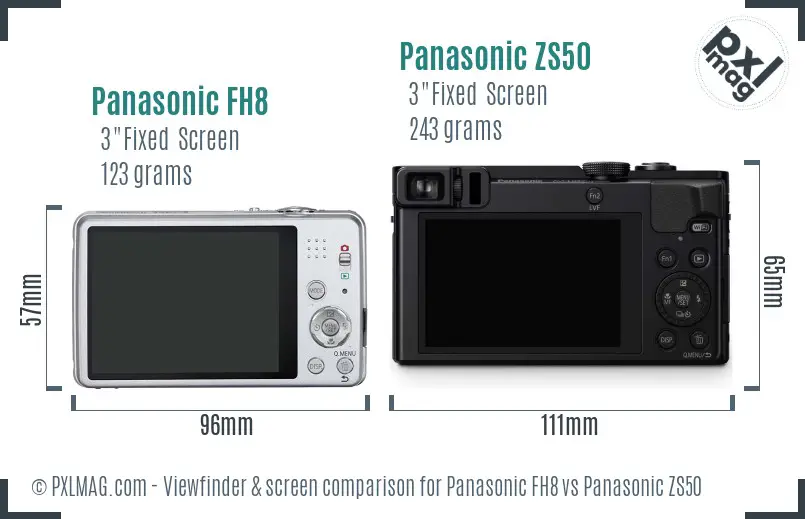 Panasonic FH8 vs Panasonic ZS50 Screen and Viewfinder comparison