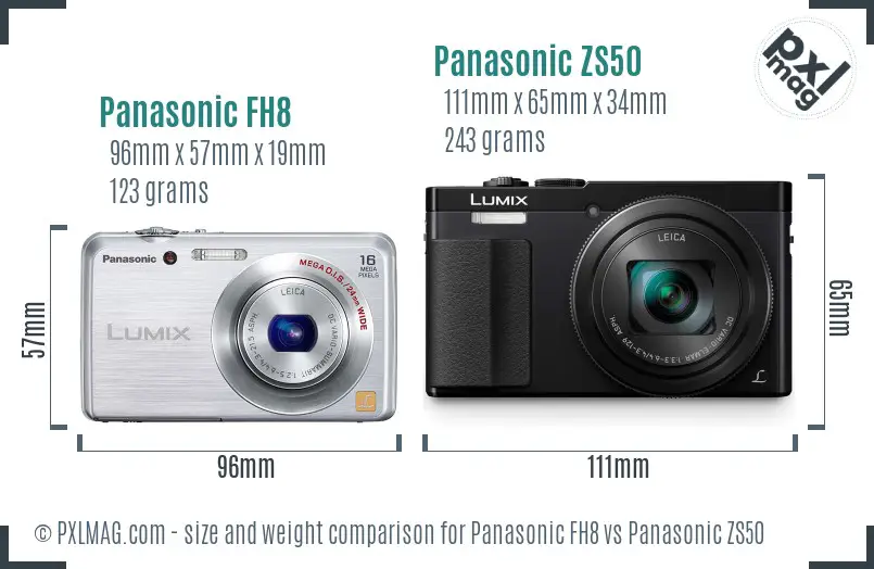Panasonic FH8 vs Panasonic ZS50 size comparison