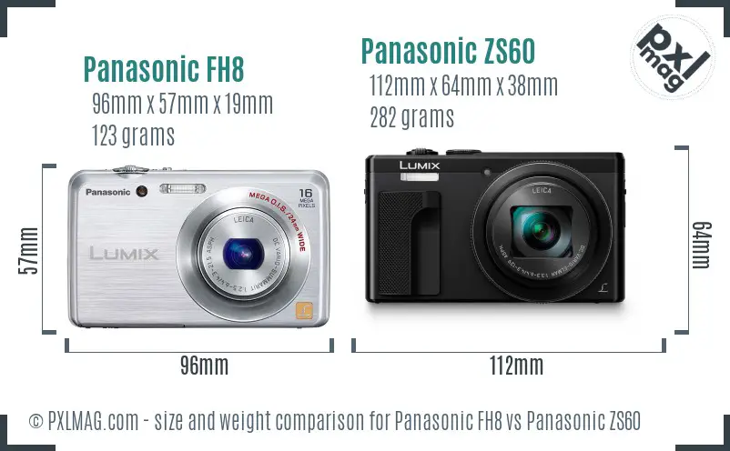 Panasonic FH8 vs Panasonic ZS60 size comparison