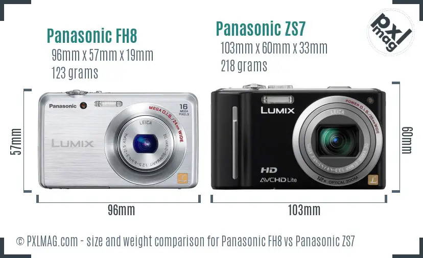 Panasonic FH8 vs Panasonic ZS7 size comparison